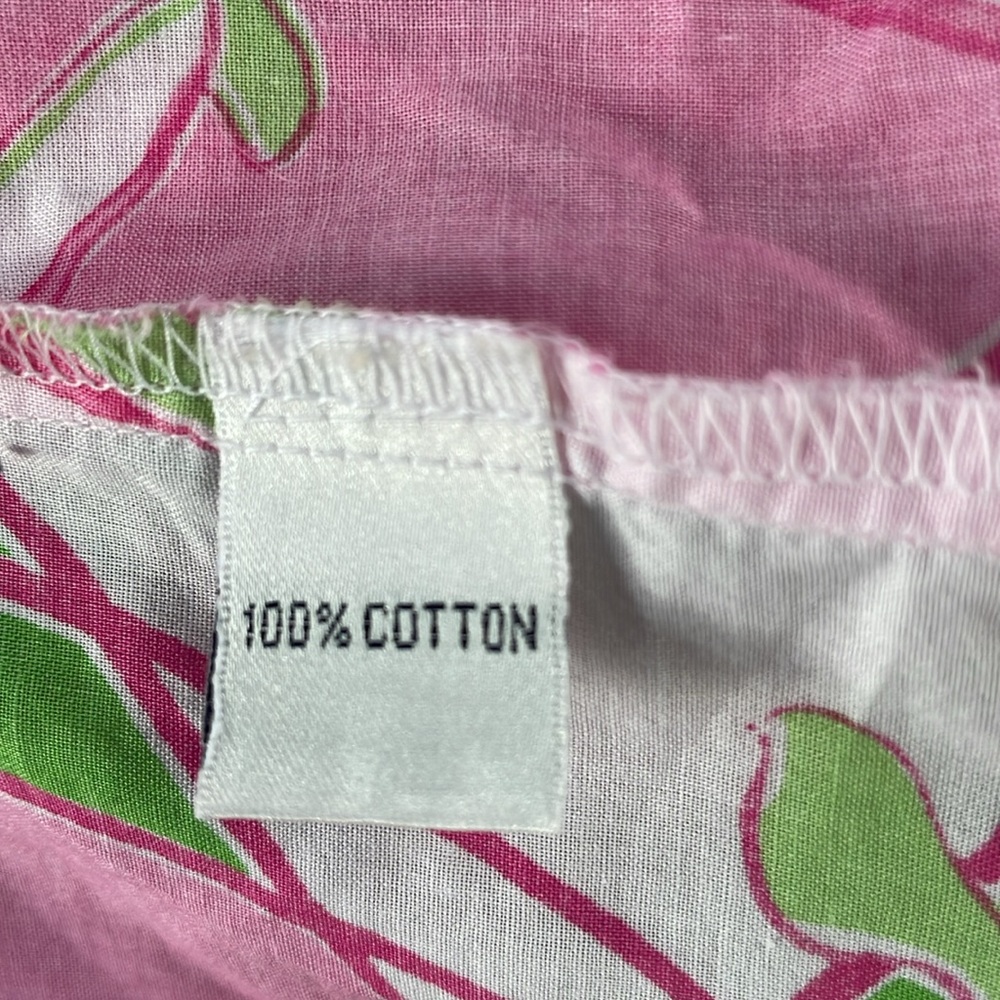 Lilly Pulitzer Pink and‎ Green Floral Cotton Long Sleeve Blouse - Picture 8 of 8